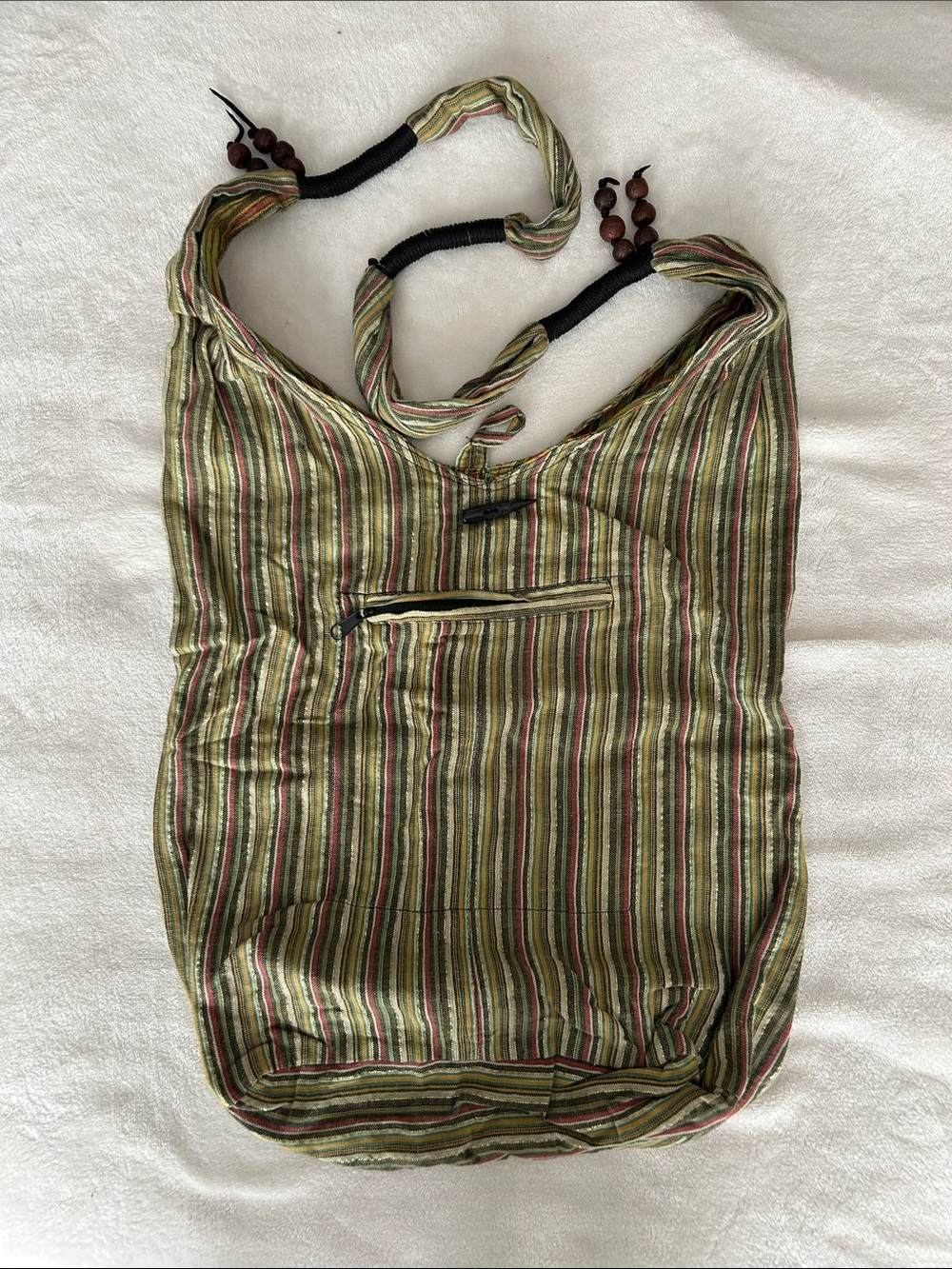 Striped Green Multi Hobo Bag - Unbranded